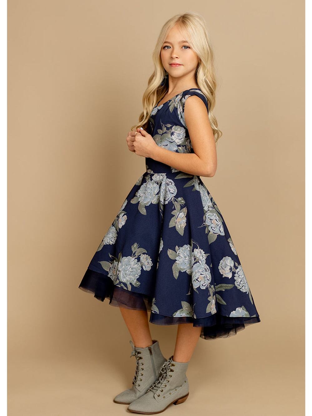 Joyfolie Mia Joy Lezah Petticoat Dress in Navy Floral Girl’s Size 3